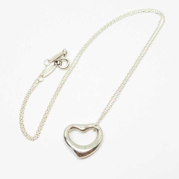 Tiffany Open Heart Necklace Silver Pink Sapphire